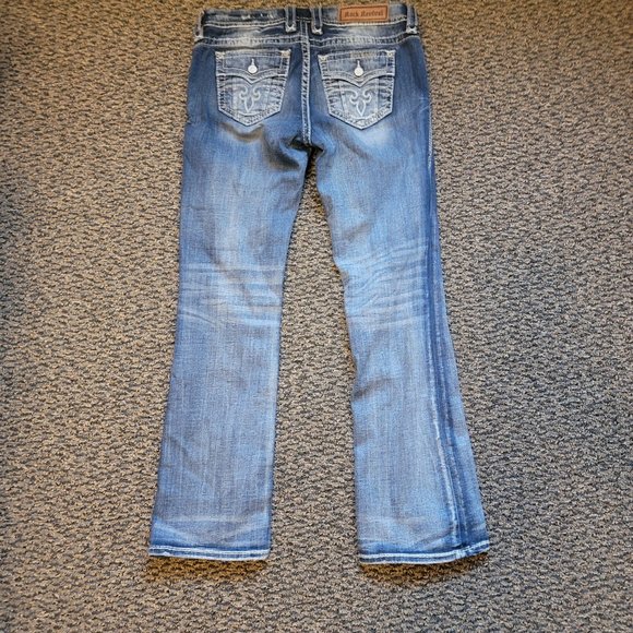 Rock Revival Mandell Easy Boot Jeans Size 29 Embroidered Pocket Rocks - Picture 11 of 15